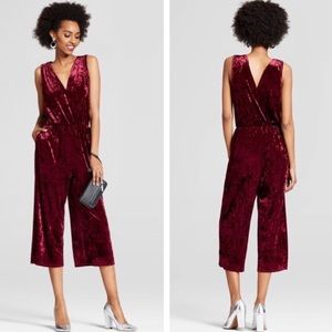 Xhilaration velvet jumpsuit burgundy NEW!